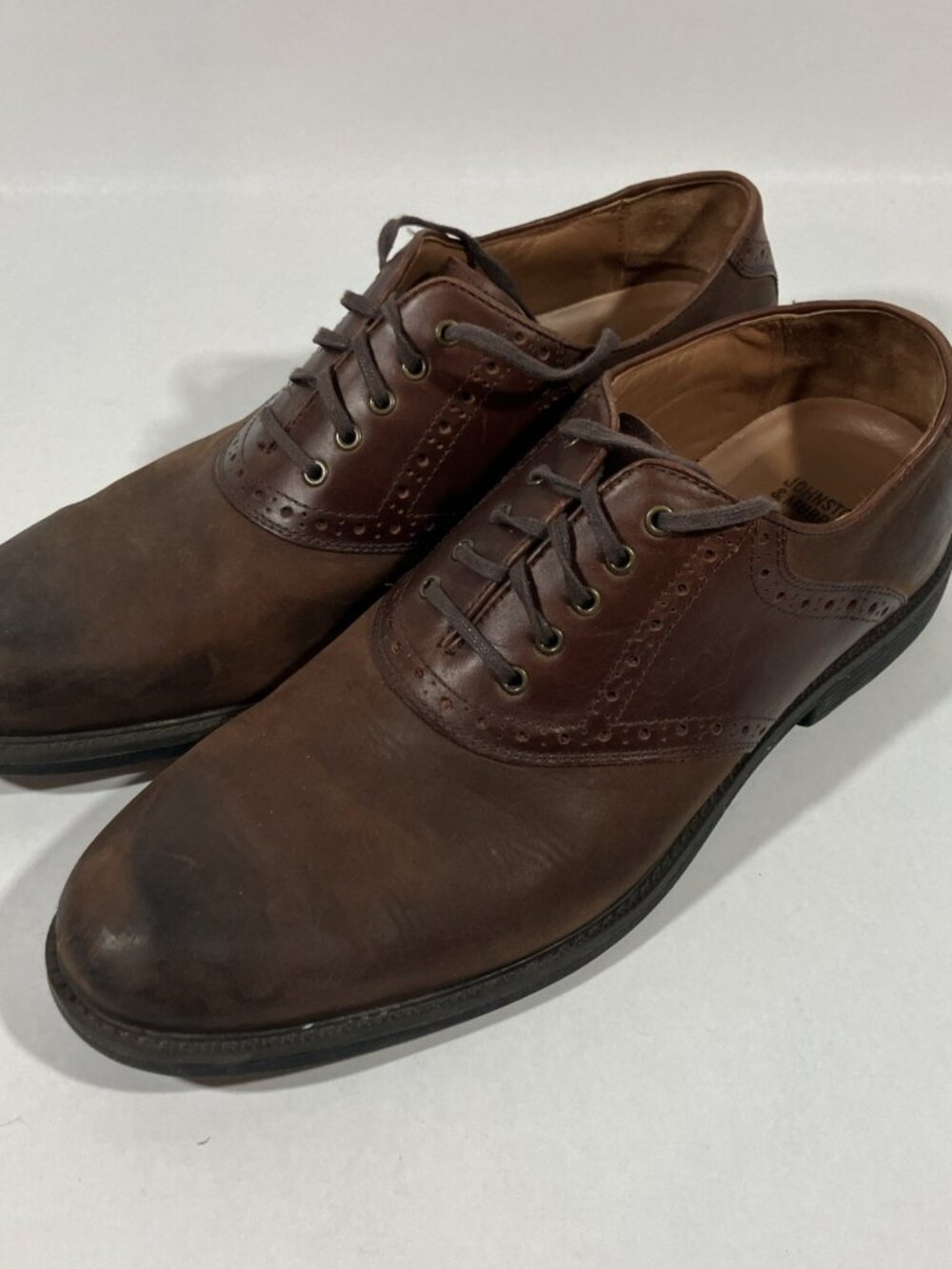 Men’s Leather Johnston And Murphy Dress Shoes Size 11.5 Dual Width